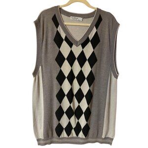 LAVANÉ New York XXL Argyle Sweater Vest Gray/Black/White Men Sleeveless Knitwear